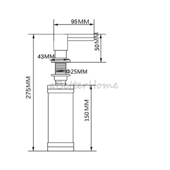 Fregadero de cocina dispensador de jabón líquido 304 acero inoxidable níquel cepillado cabezal satinado Foto 3 de 4