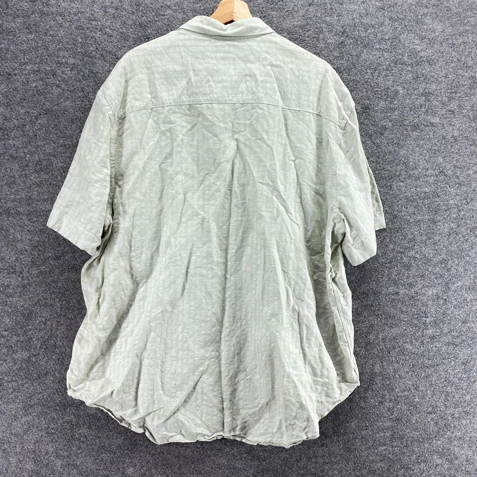 Perry Ellis Shirt Men 2X Gray Button Up Collared Short Sleeve Linen Regular Fit - Image 2 of 4