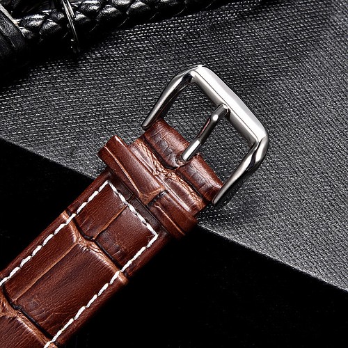 Cinturino/cinturino per orologio 17 mm pelle di vitello vera pelle nero/marrone (+ strumento cambio) - Foto 3 di 9