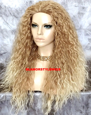 3/4 HALF FALL FULL WIG LONG CURLY LAYERED HAIR PIECE MEDIUM BLONDE BLEACH BLONDE
