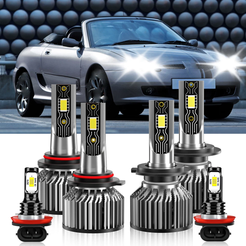 Combo de faros LED de haz alto bajo + bombillas antiniebla súper brillantes para MG TF 2005 Foto 2 de 4