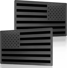 3D Metal USA Flag Emblem Decal, Black Aluminum Car Badge for Auto Truck SUV, 5"x
