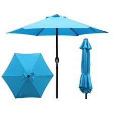 7.5ft Outdoor Patio Umbrella with Crank Handle 6 Ribs Waterproof Market Umbrella