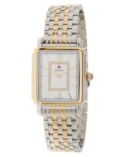 Image of MICHELE Deco Women's MWW06X000037 Silver and Gold Plated, Stainless Steel Watch