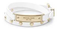 Michael Kors Gold Tone White Leather Double W...