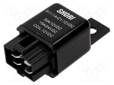  Relais: elektromagnetisch 30A USpule : 12VDC KFZ SPST-NO  1,4W S11-1A-C1-12VDC