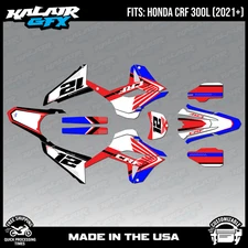 Graphics Kit for Honda CRF300L CRF 300L 2021+ Keplar Series - Red Blue