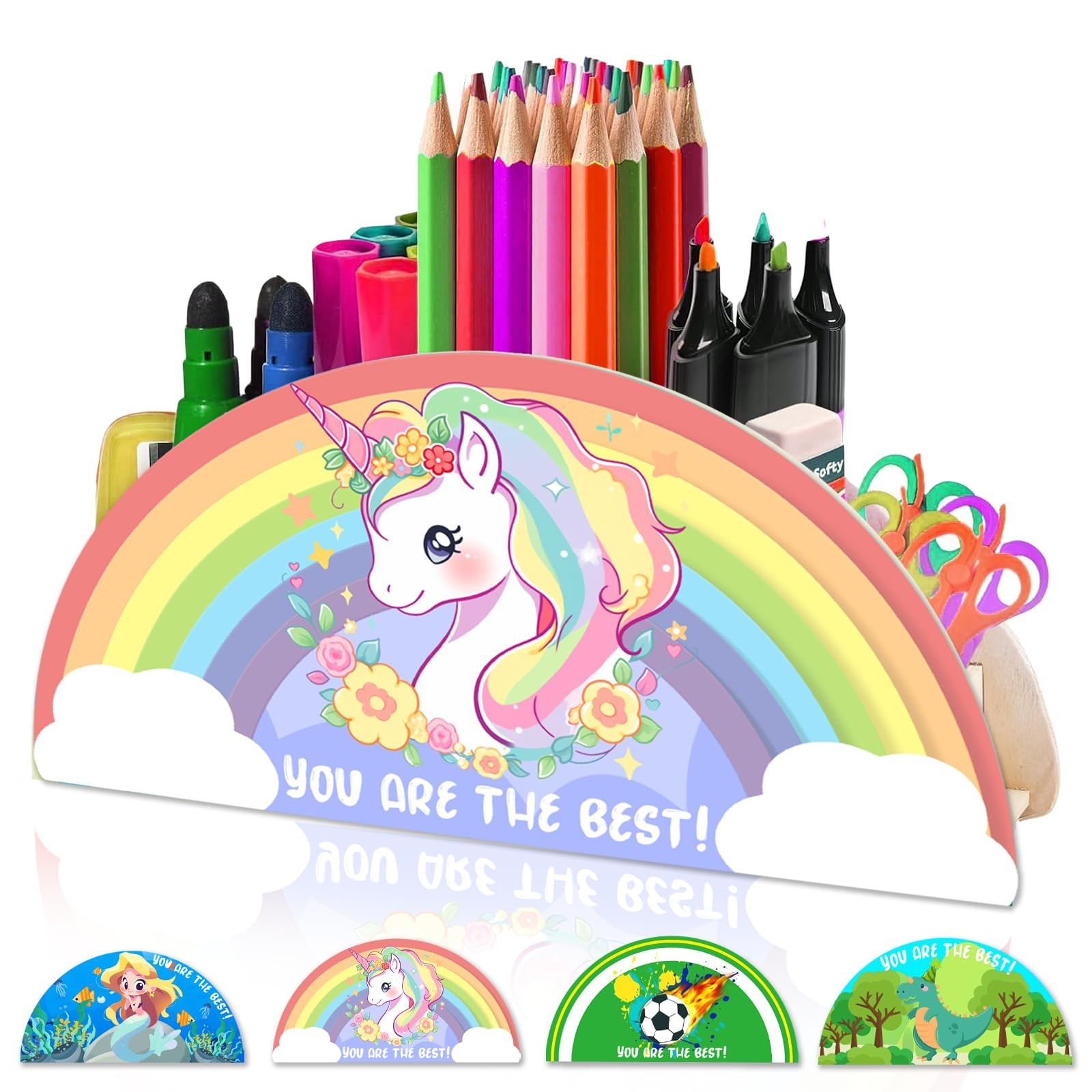 Porte-crayon licorne coloré pour organiser le bureau des enfants