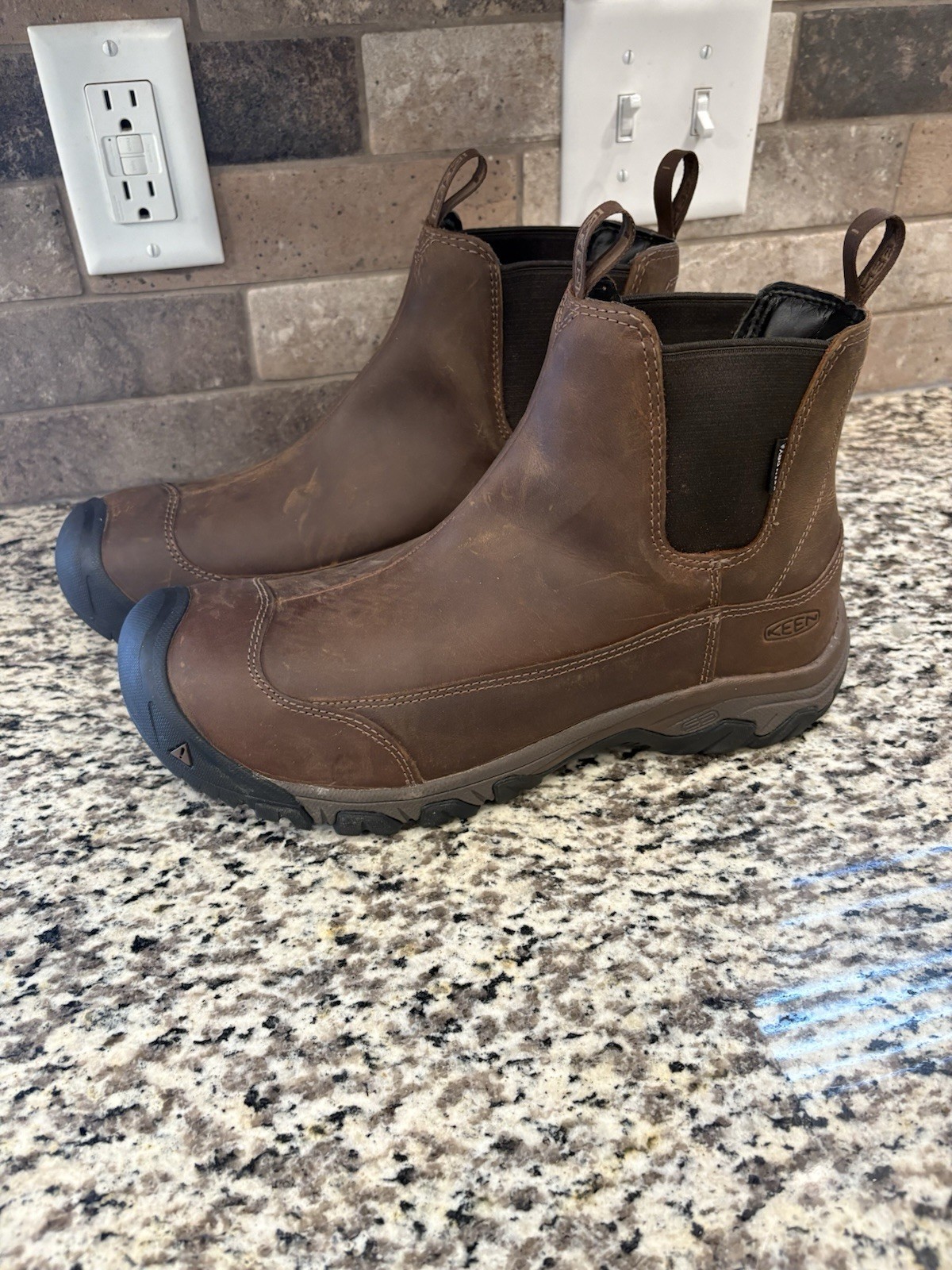 Keen Anchorage III Stivale Impermeabile Uomo Taglia 11 5 Pelle Marrone Isolato