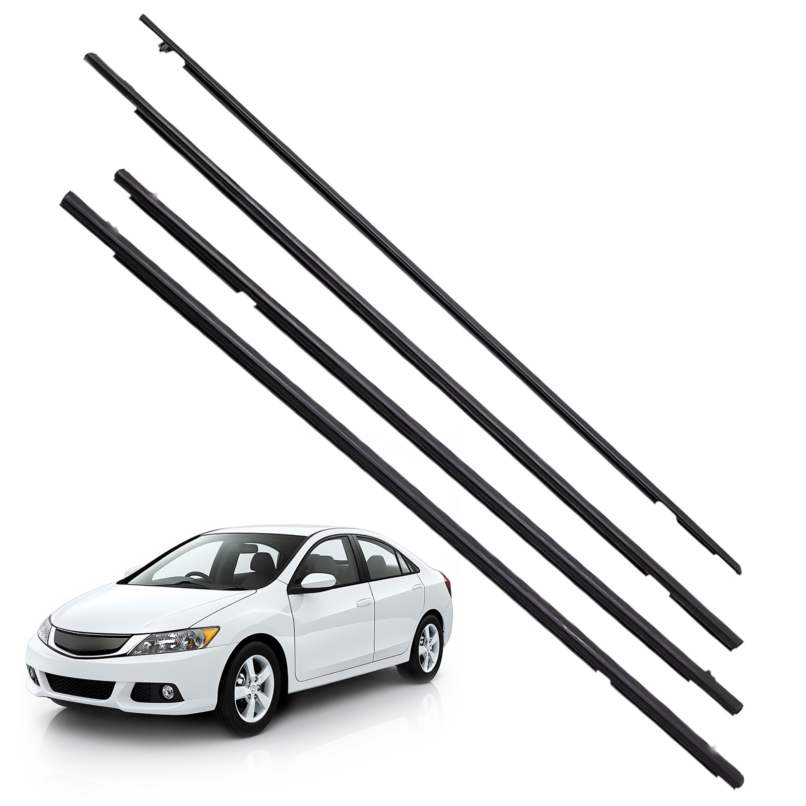 4pcs Door Window Moulding Weatherstrip Seals for Honda Civic 2006-11 2007 1.8l