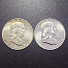 Lot Of 2 Franklin Liberty Bell Half Dollars 90% Silver Lot 1951 1956