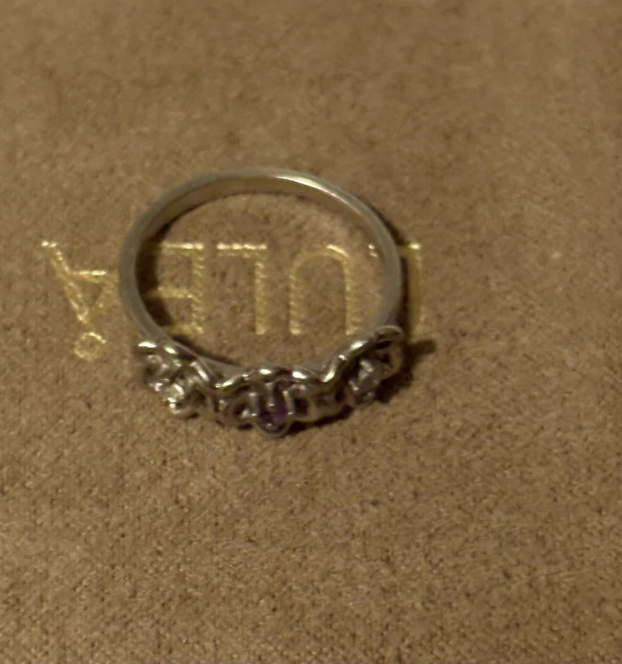 platin ring 950 gebraucht mit Amethyst 0,1ct Und 2 Zirconia - Bild 3 von 3