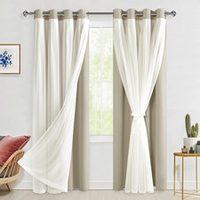 Hiasan Blackout Curtains Sheer Overlay 84 Inches Long Thermal Insulated Mix