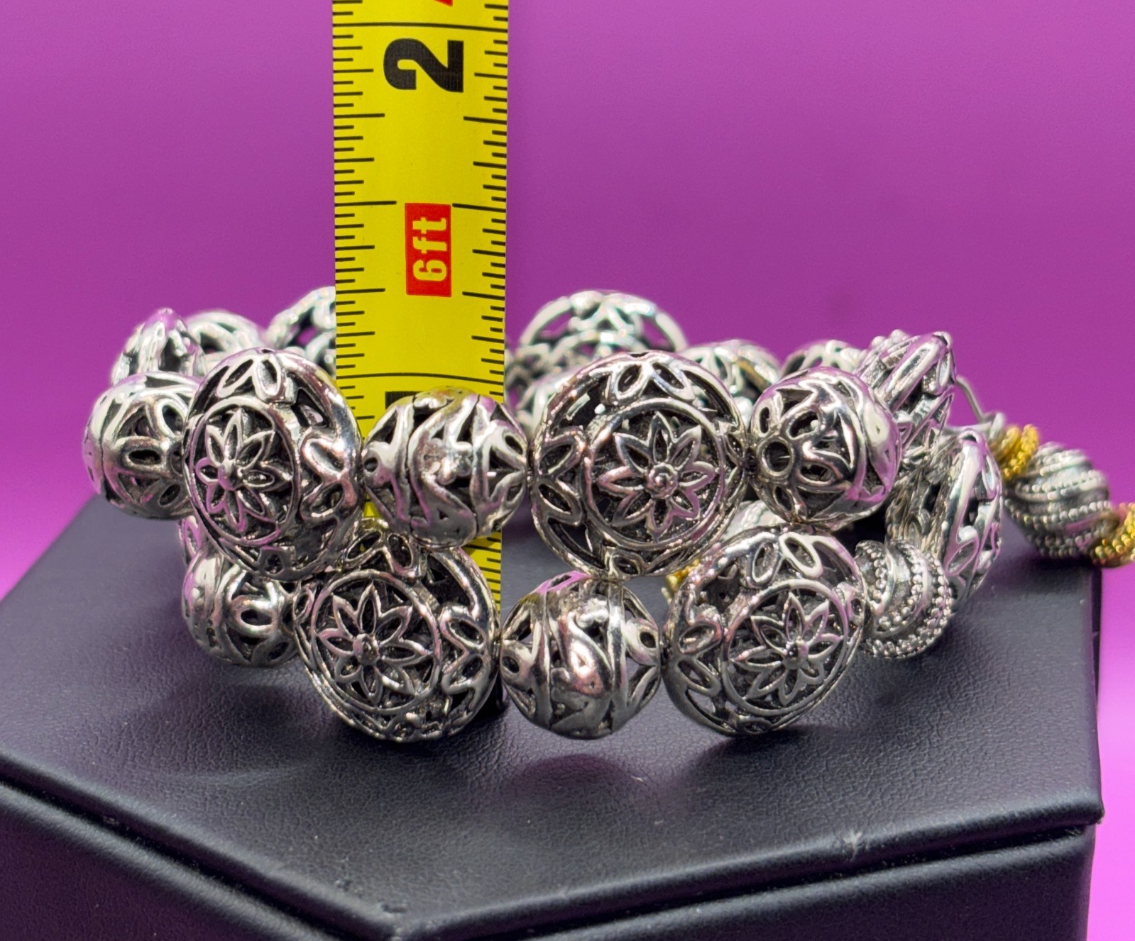 Tibetan Silver Beaded Wrap Statement Bracelet on … - image 8