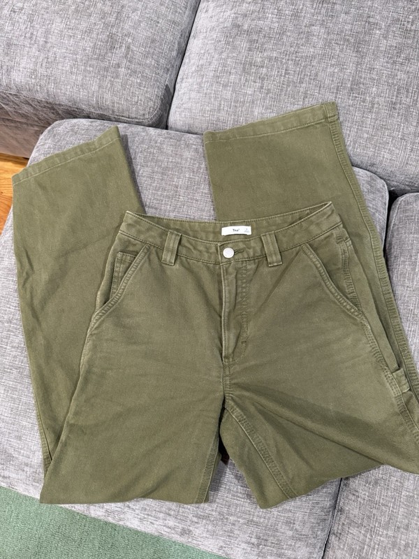 TNA Aritzia Greenwich Pant Jeans Relaxed Green Carpenter Utility Size 0