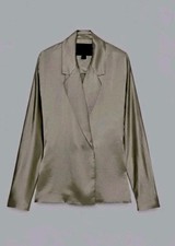 Zara Satin Effect Blazer Jacket LARGE Stone Limited Ed. Pls Read Description