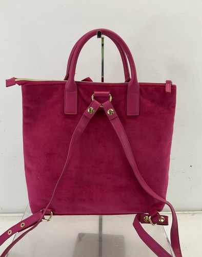 Juicy Couture Fuchsia Velour Faux Leather Top Zip Backpack - Picture 2 of 6