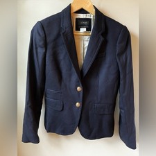 J CREW Schoolboy Blazer Jacket Wool Blend Preppy Academia Blue 0