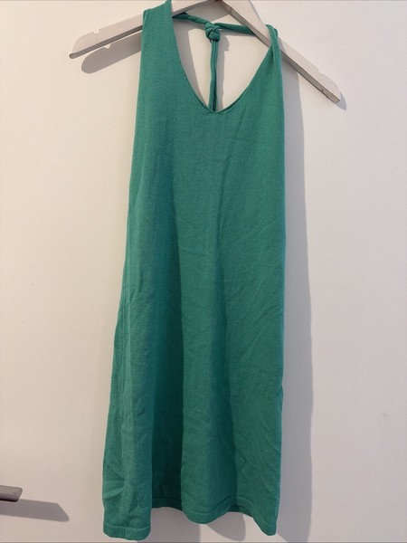 GLASSONS GREEN KNIT HALTER MINI DRESS SZ XS  (H64