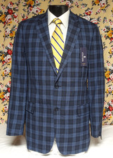 Stafford Classic Fit Windowpane Sport Coat Navy-Blue 40L