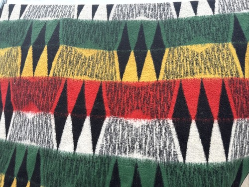 Vintage Tetem Blanket Checked Geometric Reversible Wool Throw Retro 190x136cm - Picture 3 of 8