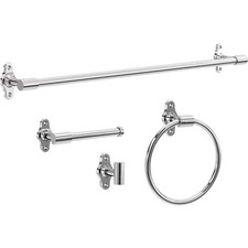 Bathroom Set 4-Piece Polished Chrome 18" Towel Bar 6" Extender - Modern Bath