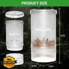 REPTI ZOO Cricket Calcium Powder Mixer Feeder Clear Reptile Dispenser
