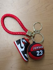 Mini Silicone AJ Basketball and White Shoes Keychain