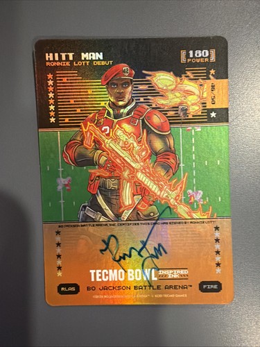 Bo Jackson Battle Arena Tecmo Bowl #165 Hitt Man Ronnie Lott Fire Auto /50 49ers