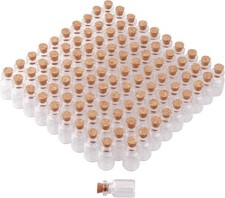 MaxMau 100 pcs 2ml Mini Tiny Clear Glass Jars with Cork Stoppers Small
