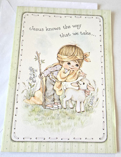 Vintage Greeting Card Luv 'ums Cute Child with Lamb Christian Religious