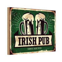 Holzschild 20X30 Cm Irish Pub Famous Dark Beer Bier Essen Trinken Deko Geschenk
