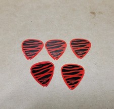Set Of 5 Pickboy Zebra Print Design Red / Black Guitar Picks 0.75mm