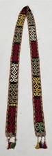 Antique Uzbek Handmade Geometric Pattern Belt with Fringed 324x10cm