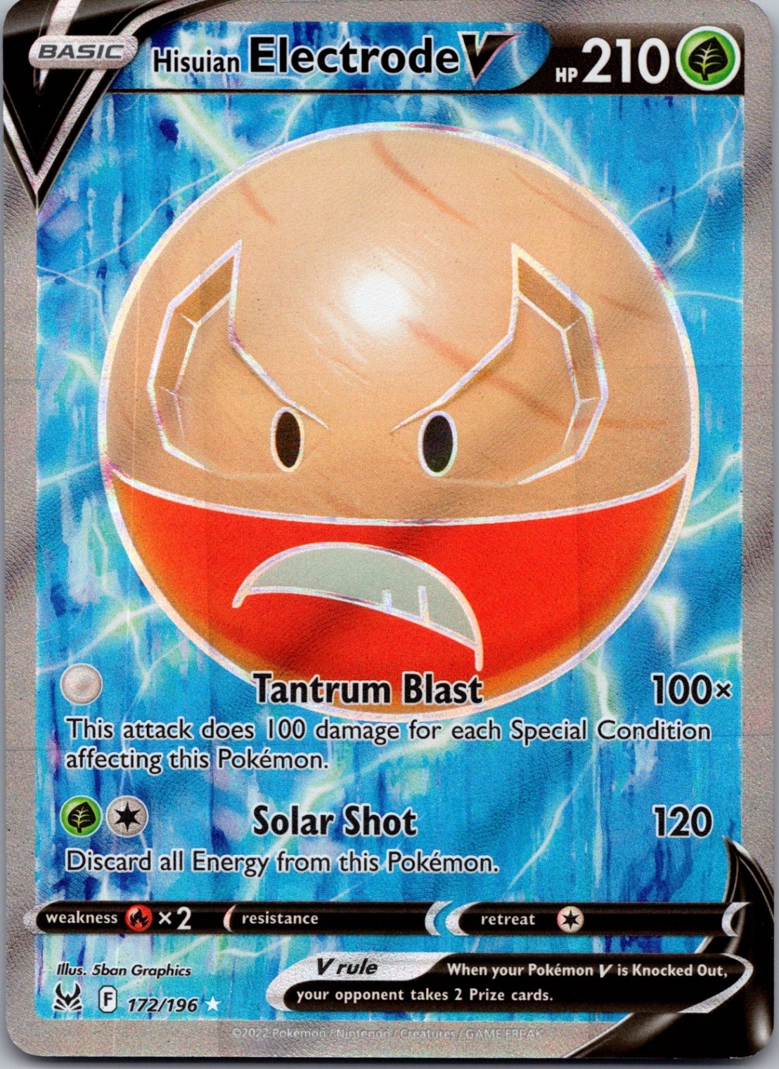 Hisuian Electrode V (Full Art) Ultra Rare SWSH11: Lost Origin 172/196 NM