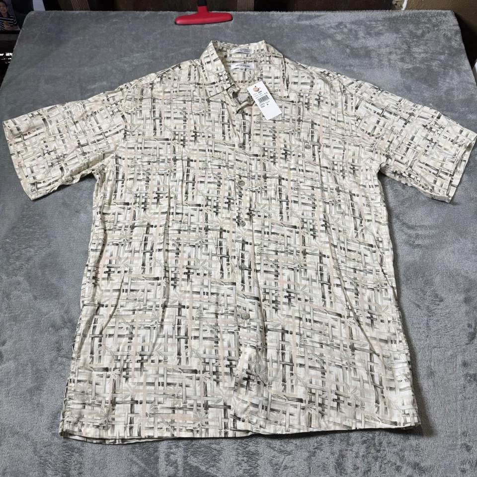 Camisa Pierre Cardin 100% Rayón Botón Para Hombres Talla M Estampado Bambú De Colección Años 90 Nueva con Etiquetas Foto 2 de 4