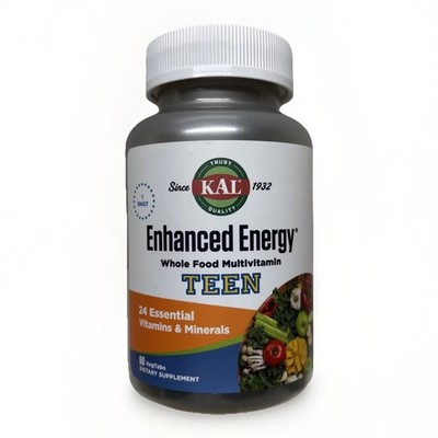 Enhanced Energy Teen Whole Food Multivitamin 60 Veg Tabs New Free Ship Bb: 2/29