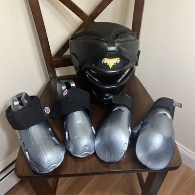 #ad #ad Pro Force Karate Sparring Gear Set Youth Gloves Boots and Headgear L XL $49.99