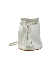 Other Brands MADEMOISELLE Drawstring Tassel Shoulder Bag Leather WHT