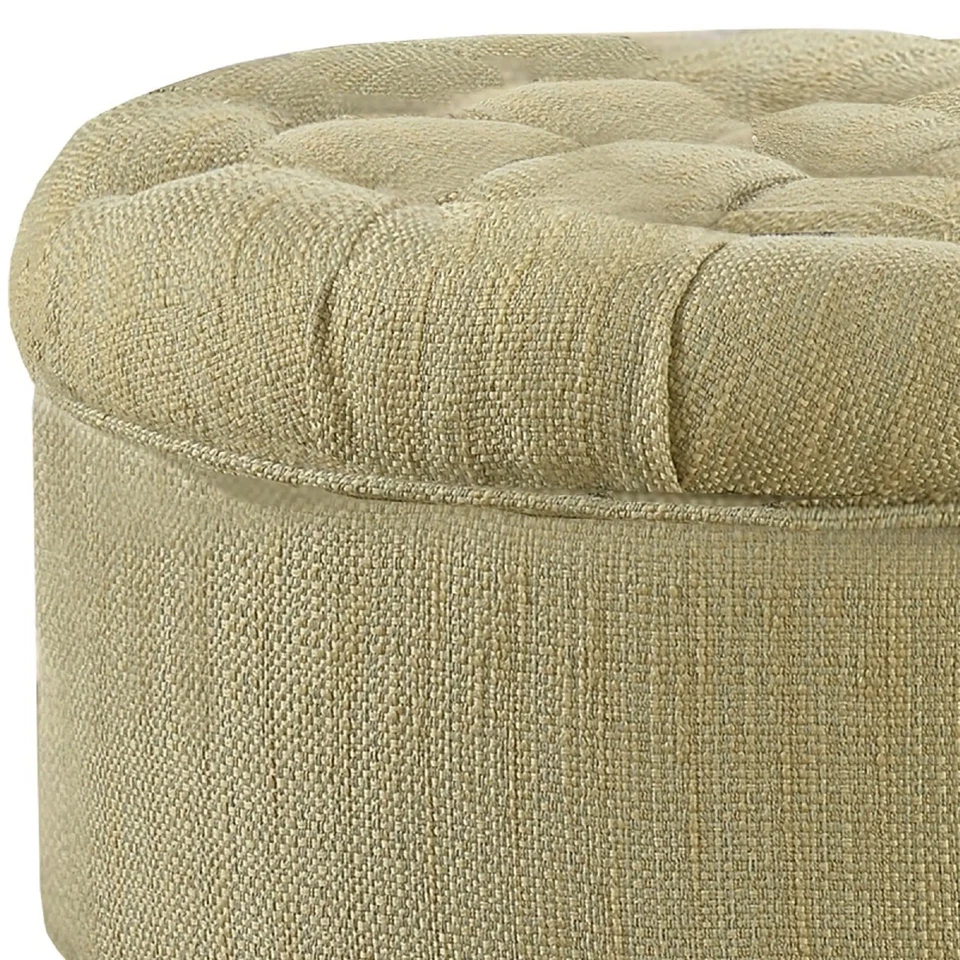 Fabric Upholstered Wooden Ottoman with Tufted Lift Off Lid Beige Medium - Image 2 of 4