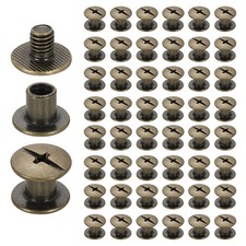 50 Set Phillips Chicago Screw M4 x 5mm Metal Binding Post Screw Bronze