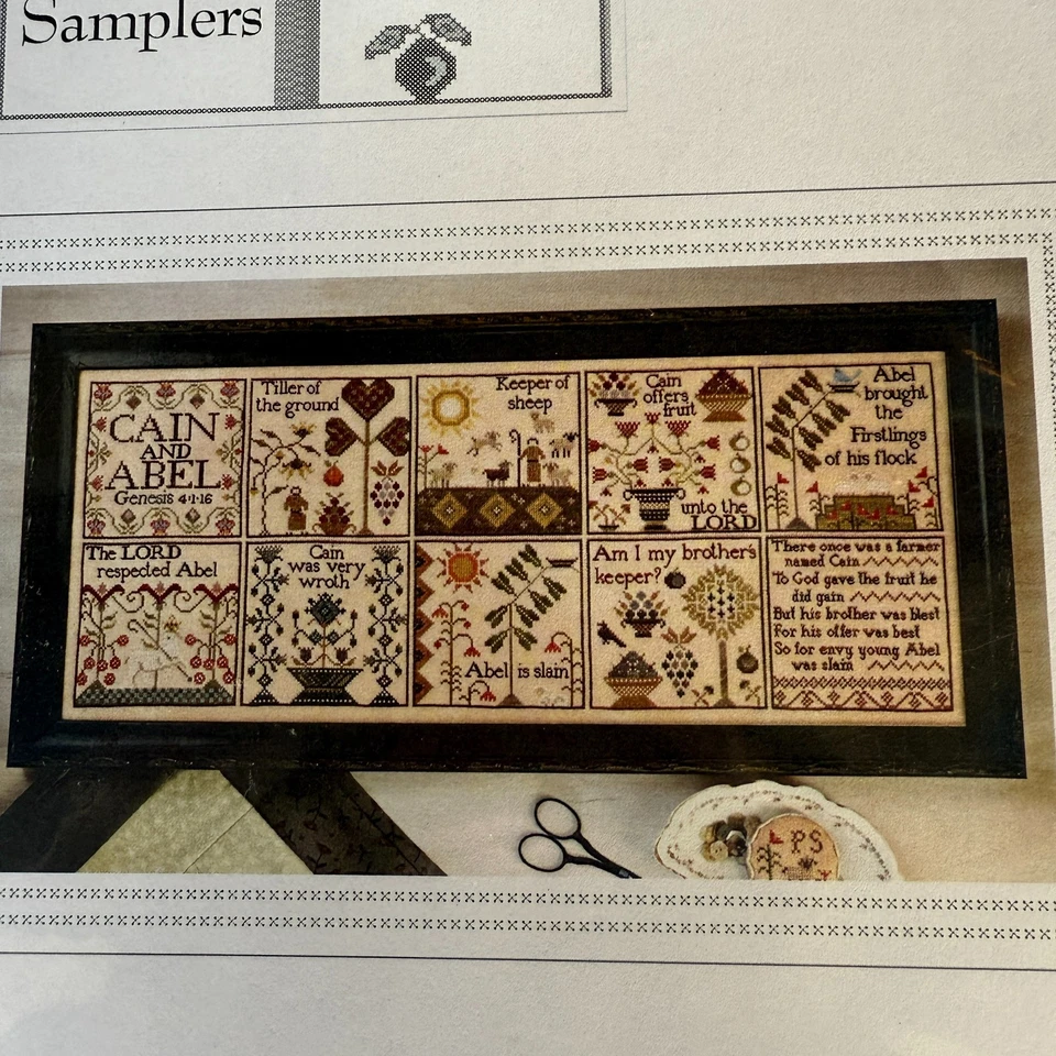 Plum Street Samplers Brother's Keeper Cain and Abel Bible Cross Stitch Pattern - Image 2 of 3