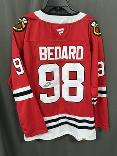 Connor Bedard Signed Chicago Blackhawks Hockey Jersey AUTO PSA Sz 52