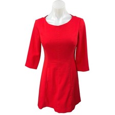 Vince Camuto Red 3/4 Sleeve Crew Neck Zip Mini Fit & Flare A-line Dress Size 6