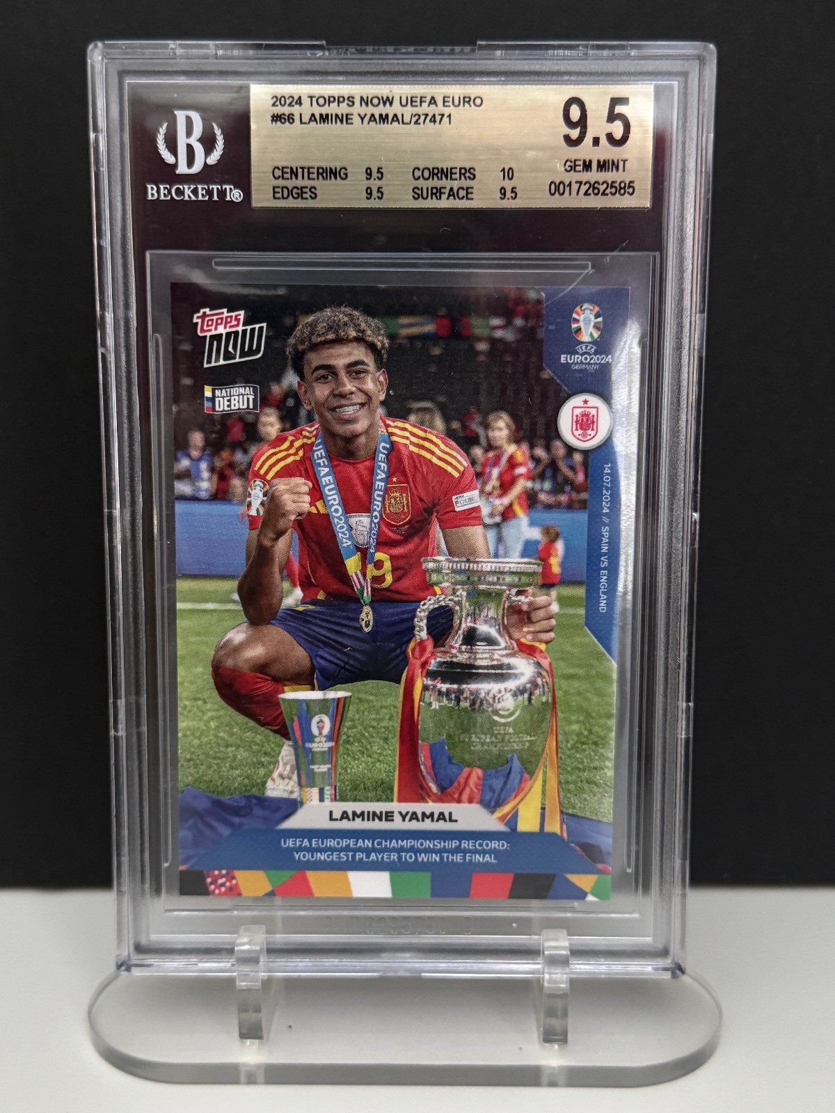 2024 Topps Now UEFA EURO #66 Lamine Yamal BGS 9.5 GEM MINT view 1