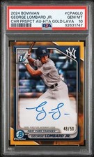 2024 Bowman George Lombard Jr. Chrome Prospects Gold Lava /50 PSA 10 CPA-GLO