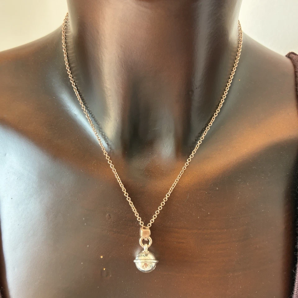 Dodo Pomellato Collana Ciondolo Campanella Oro Rosa Argento Fuori Produzione - Immagine 2 di 4