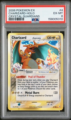 2006 POKEMON EX CRYSTAL GUARDIANS #4 CHARIZARD-HOLO PSA 6
