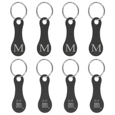 8Pcs Stainless Steel Shopping Trolley Token, Black Letter m  Grocery Cart