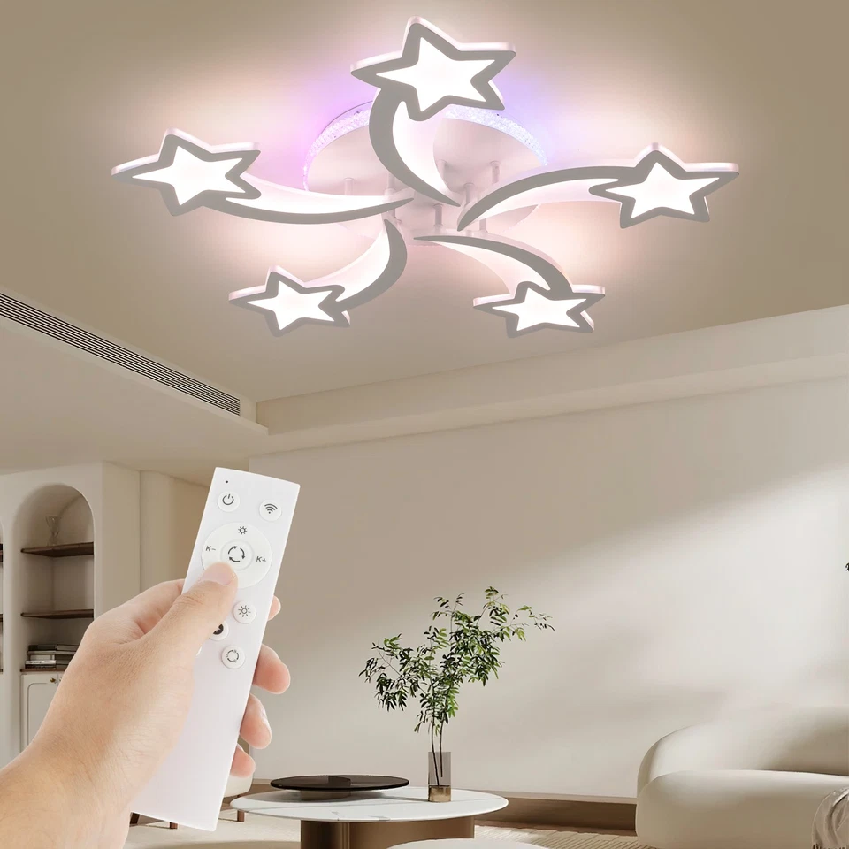 LED Stern Deckenlampe RGB Dimmbar Deckenleuchte mit Fernbedienung Kinderzimmer - Bild 2 von 4